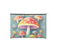 ZQYTGFDC Pretty Little Mushrooms - Organizador de artículos de tocador pequeño con cremallera para mujer, 22,5 x 16,5 cm, para el día de San Valentín, amigas, novias, Lindos hongos de colores, One