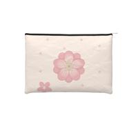 ZQYTGFDC Red Eyes in Love - Organizador de artículos de tocador pequeño con cremallera para mujer, 22,5 x 16,5 cm, para el día de San Valentín, amigas, novias, Pequeñas flores de cerezo rosas, One