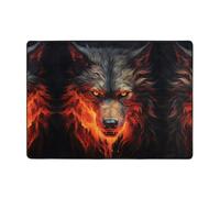 ZQYTGFDC Red Wolf and Fire - Alfombra de felpa grande de 80 x 58 pulgadas, tapete de franela antideslizante súper suave para dormitorio, sala de estar, guardería, lavable, con respaldo de goma