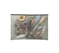 ZQYTGFDC Science Fiction Future - Organizador de artículos de tocador pequeño con cremallera para mujer, 8.9 x 6.5 pulgadas, para el día de San Valentín, amigas, novias, Flor de plumas, Talla única
