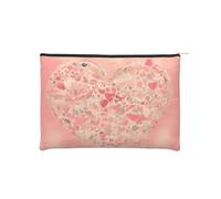 ZQYTGFDC Science Fiction Future - Organizador de artículos de tocador pequeño con cremallera para mujer, 8.9 x 6.5 pulgadas, para el día de San Valentín, amigas, novias, Flores de corazón rojo, Talla