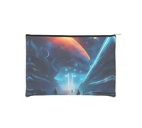 ZQYTGFDC Science Fiction Future - Organizador de artículos de tocador pequeño con cremallera para mujer, 8.9 x 6.5 pulgadas, para el día de San Valentín, amigas, novias, Futuro de ciencia ficción