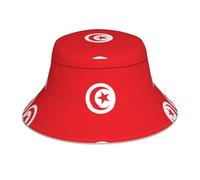 ZQYTGFDC Sombrero de pescador reflectante con la bandera del Vaticano para mujeres y hombres, gorra de pescador, gorra reversible de playa de verano, Bandera tunecina, Talla única