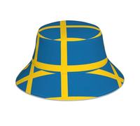 ZQYTGFDC Sombrero de pescador reflectante con la bandera del Vaticano para mujeres y hombres, gorra de pescador, gorra reversible de playa de verano, Bandera sueca, Talla única