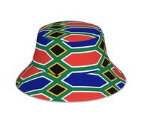 ZQYTGFDC Sombrero de pescador reflectante con la bandera del Vaticano para mujeres y hombres, gorra de pescador, gorra reversible de playa de verano, Bandera de Sudáfrica, Talla única