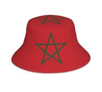 ZQYTGFDC Sombrero reflectante de la bandera de Rumania para mujeres y hombres, sombrero de pescador, gorra reversible de verano para playa, Bandera de Marruecos, Talla única