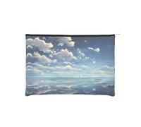 ZQYTGFDC Submarine Coral Rays - Organizador de artículos de tocador pequeño con cremallera para mujer, 22,5 x 16,5 cm, para el día de San Valentín, amigas, novias, Nubes blancas sobre el mar, One Size