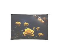 ZQYTGFDC Submarine Coral Rays - Organizador de artículos de tocador pequeño con cremallera para mujer, 22,5 x 16,5 cm, para el día de San Valentín, amigas, novias, Hermosas rosas amarillas, One Size