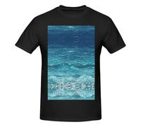 ZQYTGFDC The Deep Blue Sea - Camiseta ligera con estampado original para hombre, cuello redondo, 100 % algodón puro, Negro, XL
