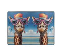 ZQYTGFDC The Giraffe in The Hat - Alfombra grande de felpa de 80 x 58 pulgadas, tapete de franela antideslizante súper suave para dormitorio, sala de estar, guardería, lavable, con respaldo de goma