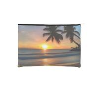 ZQYTGFDC The Silent Monkey - Organizador de artículos de tocador pequeño con cremallera para mujer, 22,5 x 16,5 cm, para el día de San Valentín, amigas, novias, Playa del atardecer, Talla única