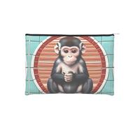 ZQYTGFDC The Silent Monkey - Organizador de artículos de tocador pequeño con cremallera para mujer, 22,5 x 16,5 cm, para el día de San Valentín, amigas, novias, El mono silencioso, One Size