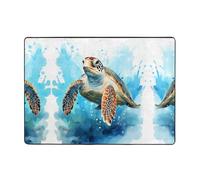 ZQYTGFDC Turtle in The Blue Ocean - Alfombra de felpa grande de 80 x 58 pulgadas, tapete de franela antideslizante súper suave para dormitorio, sala de estar, guardería, lavable, con respaldo de goma