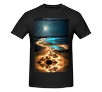 ZQYTGFDC View Under The Moon - Camiseta ligera con estampado original para hombre, cuello redondo, 100 % algodón puro, Negro, 4XL