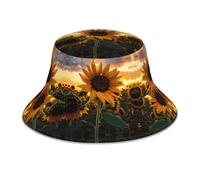 ZQYTGFDC View Under The Moon - Sombrero reflectante para mujeres y hombres, gorra de pescador, gorra reversible de verano para playa, Girasol de granja, Talla única