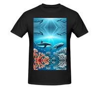 ZQYTGFDC Whales Under The Sea - Camiseta ligera con estampado original para hombre, cuello redondo, 100 % algodón puro, Negro, 4XL