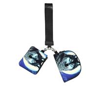 ZQYTGFDC wolf under moon - Juego de 2 llaveros de muñeca para mujer, lápiz labial, llaves, gimnasio, viaje diario