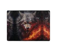 ZQYTGFDC Wolves in The Flame Roar - Alfombra de felpa grande de 80 x 58 pulgadas, tapete de franela antideslizante súper suave para dormitorio, sala de estar, guardería, lavable, con respaldo de goma