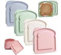 ZQZXD 4 piezas sandwichera sandwichera caja almacenamiento de alimentos tostadas molde titular de plástico pan sándwich keeper prep microondas lavavajillas seguro