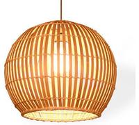 ZR98US 11.8 in Natural Wicker Shape Shade Rustic Cage Ceiling Pendant Lights Southeast Asia Style Restaurant Lamp Fixtures, Chandelier