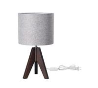 ZR98US 14.2" Cute Tripod Table Lamp with Wooden Base Linen Beige Lampshade, Bedroom, and Bedside Suitable for Living Room, Dormitory, Office,()