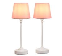 ZR98US 15.8-Inch Wireless Charging Touch Lamp 2-Pack, Battery Powered, Stepless Dimming, Dining Table, Suitable for Living Room, Dormitory, Office,(Pink - White)