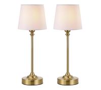 ZR98US 15.8-Inch Wireless Charging Touch Lamp 2-Pack, Battery Powered, Stepless Dimming, Dining Table, Suitable for Living Room, Dormitory, Office,(White - Gold)