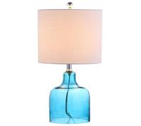 ZR98US 19" Minimalist Glass LED Table Lamp with Fabric Shade Office, Family Dining Bedroom Suitable for Living Room, Dormitory, Office,(Moroccan Blue)
