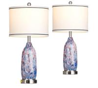 ZR98US 2-Pack USB Charging Coastal Desk Lamp with Touch Night Light, Dimmable, Warm White