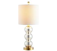 ZR98US 21" Elegant Glass/Metal Table Lamp, Suitable for Bedroom, Office, Living Room, Dormitory (Clear/Brass Gold)