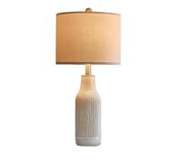 ZR98US 23.25" Minimalist Ceramic Table Lamp, Linen Shade, Bedroom, Home Dorm, Beige 1-Pack Suitable for Living Room, Dormitory, Office,