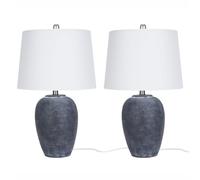 ZR98US 23" Black Vintage Ceramic Basin Table Lamp 2-Pack with White Fabric Shade Bedroom, Console, Entryway Suitable for Living Room, Dormitory, Office,
