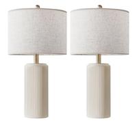 ZR98US 23" Ceramic Table Lamp, Three-Level Dimmable with Rocker Switch, Multi-Style Bedside & Room Decor (Stripes)