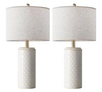 ZR98US 23" Ceramic Table Lamp, Three-Level Dimmable with Rocker Switch, Multi-Style Bedside & Room Decor (Stripes)