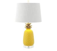 ZR98US 23" Classic Pineapple Ceramic Table Lamp, Cotton Shade, Bedroom Office, LED Included Suitable for Living Room, Dormitory, Office,(Yellow/Gold)