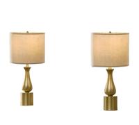 ZR98US 23-Inch Minimalist Metal Table Lamp 2-Pack with White Linen Drum Lampshade Home Office Bedroom Suitable for Living Room, Dormitory, Office,(Yellow)