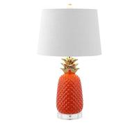 ZR98US 23" Pineapple Ceramic Table Lamp with Cotton Shade, Stylish and Functional for Bedroom or Living Room (White/Gold)