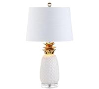 ZR98US 23" Pineapple Ceramic Table Lamp with Cotton Shade, Stylish and Functional for Bedroom or Living Room (White/Gold)