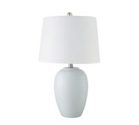 ZR98US 23" Retro Ceramic Table Lamp with Fabric Shade for Bedroom, Dining Room, and Office - Vintage Beige