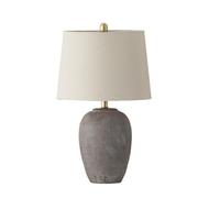 ZR98US 23" Retro Ceramic Table Lamp with Fabric Shade for Bedroom, Dining Room, and Office - Vintage Beige