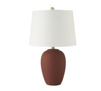 ZR98US 23" Retro Ceramic Table Lamp with Fabric Shade for Bedroom, Dining Room, and Office - Vintage Beige