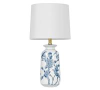ZR98US 24.25 Inch Blue Ceramic Table with White Lampshade, Bedroom Bedside Lamp Suitable for Living Room, Dormitory, Office,