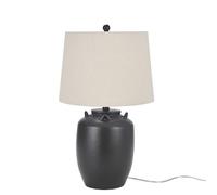 ZR98US 24" Farmhouse Table Lamp, Ceramic Body with Beige Fabric Shade, Suitable for Living Room, Dormitory, Office (Black)
