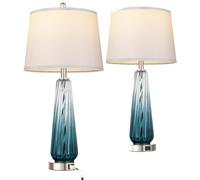 ZR98US 27.5" Glass Touch Desk Lamp with USB A+C Ports, Adjustable Brightness, Suitable for Living Room and Dormitory (Green(2 Pack))