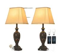 ZR98US 29.5" Touch-Sensitive Table Lamp with Dual USB Ports, Warm Light & Retro Style (Bronze Gold)