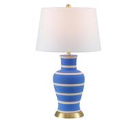 ZR98US 29" Traditional Classic Ceramic Urn LED Table Lamp with Linen Shade Bedroom, Kitchen, Home Office Suitable for Living Room, Dormitory, Office,(Blue/Beige)