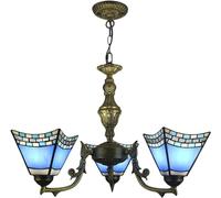 ZR98US 3-Heads Southeast Asia Stained Glass 3 Arms Living Room Bedroom Bar Ceiling Lamp, Chandelier