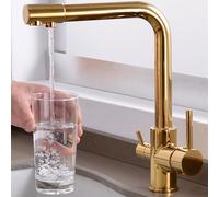 ZR98US 3 Way Kitchen Filter Tap - ° Swivel Mixer Tap for Sink - 1 Hole 3-in-1 - Compatible with Water Filters - Ideal for Kitchen Use