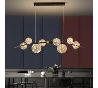 ZR98US 8 Lights Glass Globe Pendant Light Fixture Linear Kitchen Island Chandeliers Hanging Adjustable Chandelier