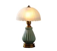 ZR98US 9.8" x 9.8" x 16" Retro Chinese Style Green Ceramic Desk Lamp - Home Decor, Office, Bedroom Gift